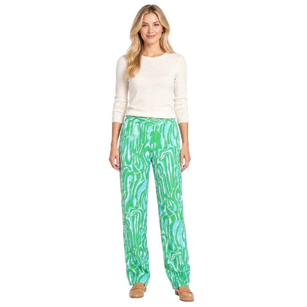 NWT Lilly Pulitzer Cambridge Palazzo Pants Finders Keepers Green Blue XL 92371